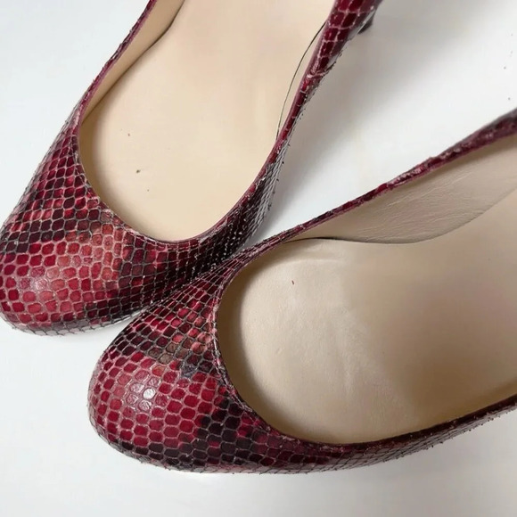 L.K. Bennett Womens 37.5 Snakeskin Maroon Heel Pump Shoes - Picture 11 of 15
